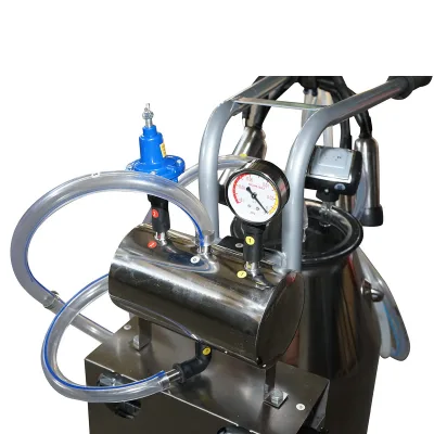 Dispositivo per mungitura di mucche, 1 postazione, 650W, bidone in acciaio inox da 25L, gruppo di mungitura con 4 manicotti, pressione del vuoto 45-50 kPa, pulsazioni 60-80 cpm - immagine 12