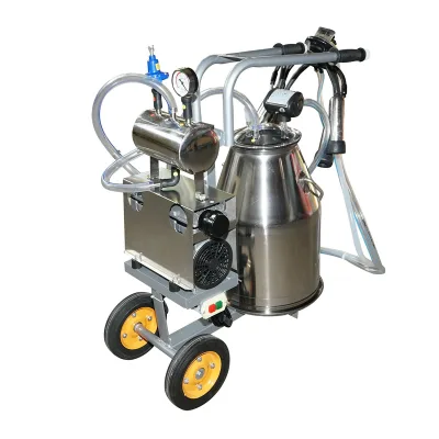 Dispositivo per mungitura di mucche, 1 postazione, 650W, bidone in acciaio inox da 25L, gruppo di mungitura con 4 manicotti, pressione del vuoto 45-50 kPa, pulsazioni 60-80 cpm - immagine 7