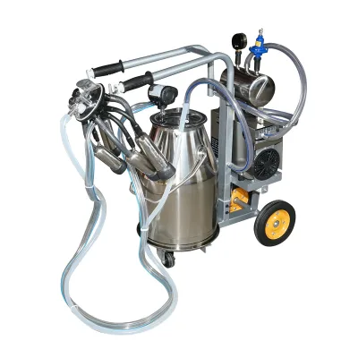 Dispositivo per mungitura di mucche, 1 postazione, 650W, bidone in acciaio inox da 25L, gruppo di mungitura con 4 manicotti, pressione del vuoto 45-50 kPa, pulsazioni 60-80 cpm