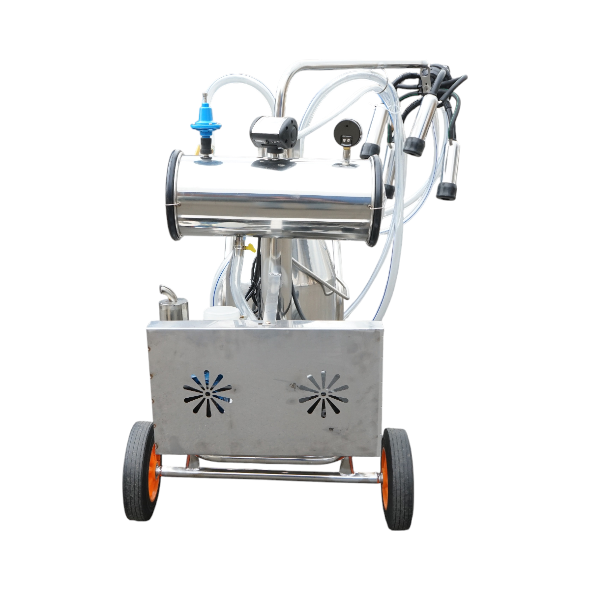 Dispositivo per mungitura di mucche, 1 postazione, 750W, 220V, bidone in acciaio inox da 25L, gruppo di mungitura con 4 manicotti, pressione del vuoto 40-50 kPa, pulsazioni 60-80 cpm. - immagine 7