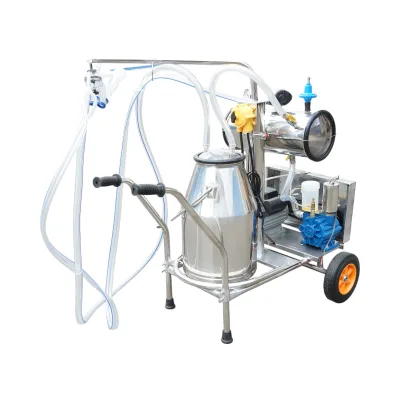 Dispositivo per mungitura di pecore, 1 postazione, 750W, 220V, bidone in acciaio inox da 25L, gruppo di mungitura con 2 manicotti, pressione del vuoto 40-50 kPa, pulsazioni 60-80 cpm