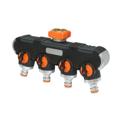 Distributore a 4 vie con rubinetti, connettori 1/2 e adattatore rubinetto 1/2-3/4 per tubo da giardino - immagine 6