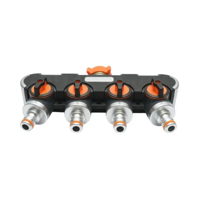 Distributore a 4 vie con rubinetti, connettori 1/2 e adattatore rubinetto 1/2-3/4 per tubo da giardino - immagine 3