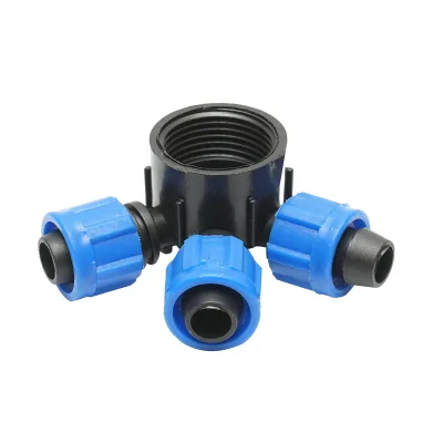 Distributore di connessione per tubo e banda di gocciolamento da 17mm con 3 teste per sistemi di irrigazione - immagine 2