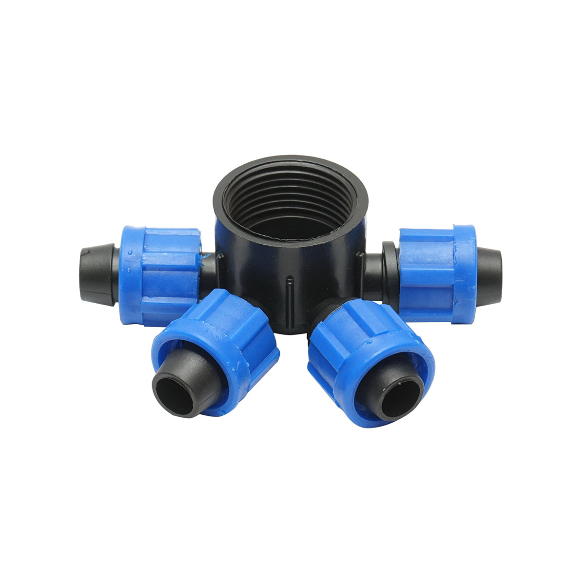 Distributore di connessione per tubo e banda di gocciolamento da 17mm con 4 teste per sistemi di irrigazione - immagine 2