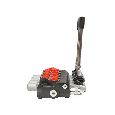 Distributore idraulico a 4 leve, valvola di sicurezza SD11, portata 80L/min, leva e riduzione -15 /+80 Breckner Germany - immagine 3