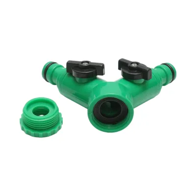 Distributore Y a 2 vie con rubinetti e connettore rapido per tubo da giardino 1/2-3/4 - immagine 9