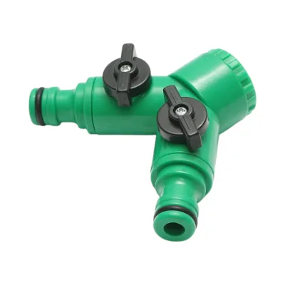 Distributore Y a 2 vie con rubinetti e connettore rapido per tubo da giardino 1/2-3/4 - immagine 5