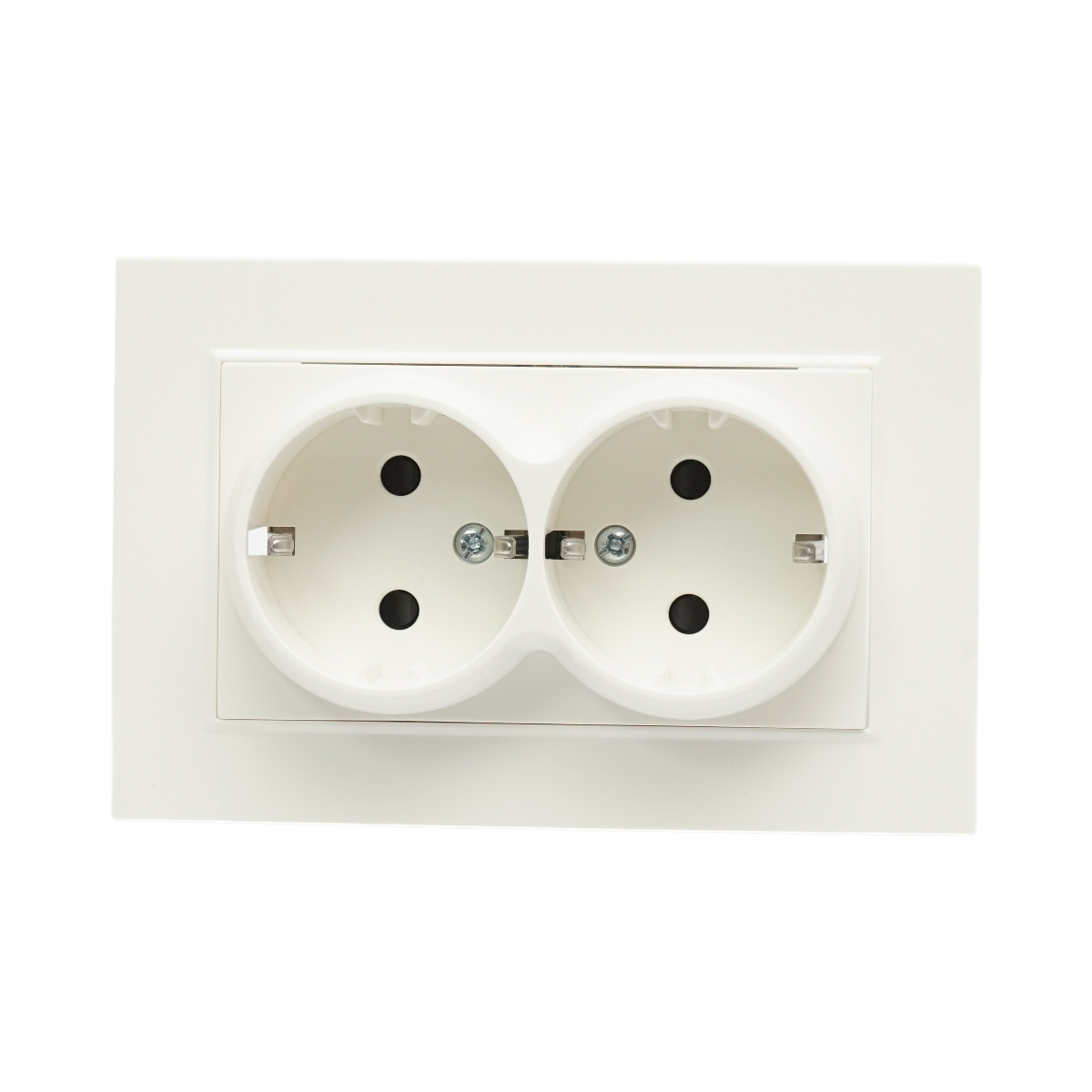 Doppia presa schuko bianca da incasso 220V, 16A, ABS 83x150mm - immagine 4