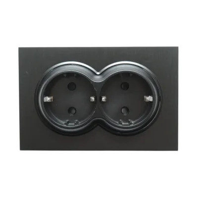 Doppia presa schuko nera da incasso 220V, 16A, ABS 83x150mm - immagine 4