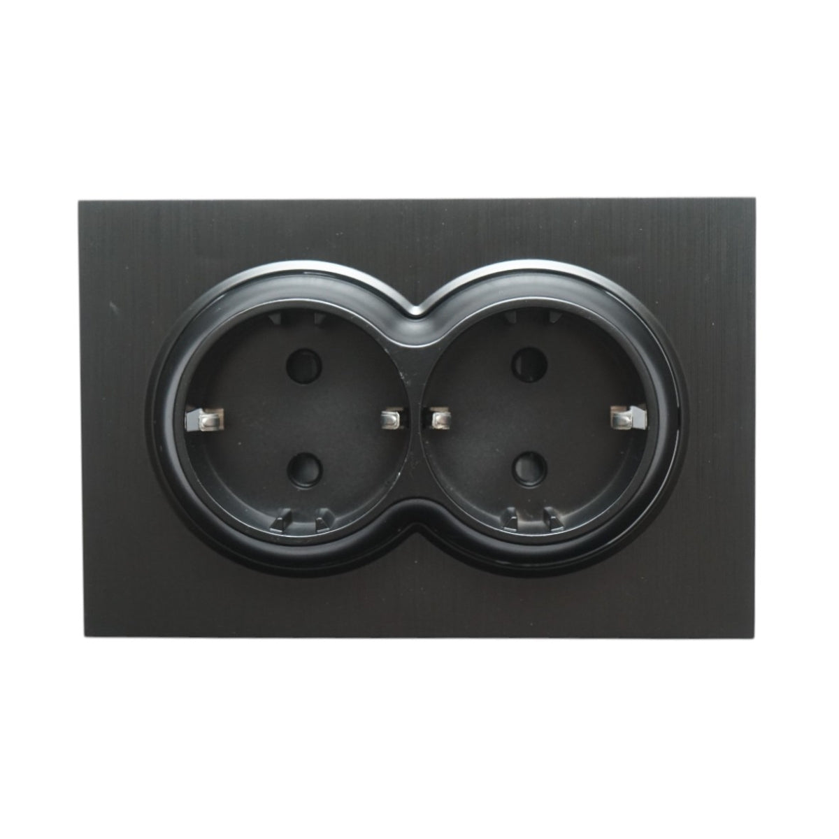 Doppia presa schuko nera da incasso 220V, 16A, ABS 83x150mm - immagine 4