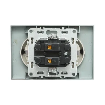 Doppia presa schuko nera da incasso 220V, 16A, ABS 83x150mm - immagine 6