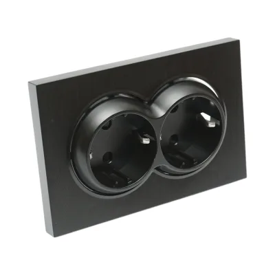 Doppia presa schuko nera da incasso 220V, 16A, ABS 83x150mm - immagine 8