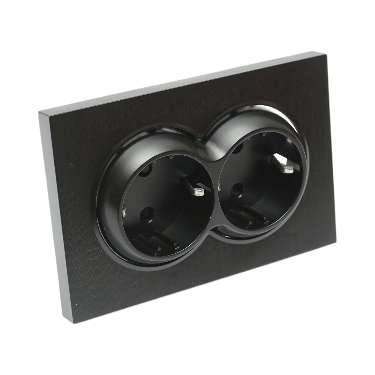 Doppia presa schuko nera da incasso 220V, 16A, ABS 83x150mm - immagine 8