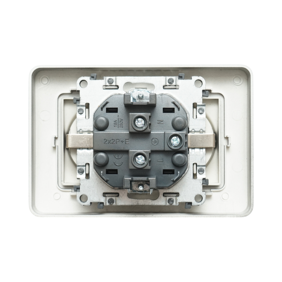 Doppia presa schuko nera da incasso 220V, 16A, PC 83x150mm - immagine 5