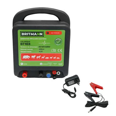 ELETTRIFICATORE A DOPPIA ALIMENTAZIONE PER RECINTO ELETTRICO DC 12/220V, 4,5 Joule 40km per recinzione elettrificata BRITMANN - immagine 2