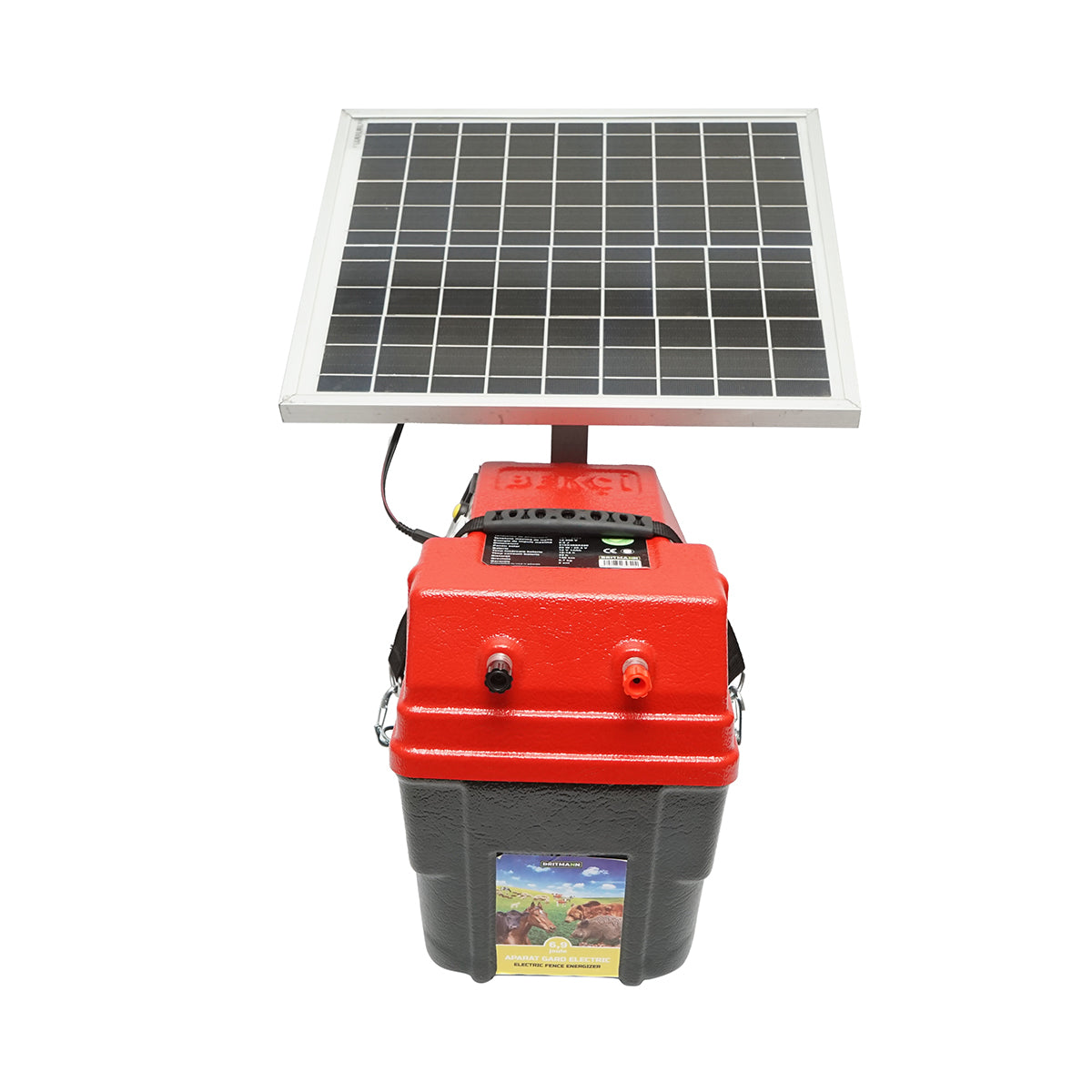 Elettrificatore per recinto elettrico da 6,9 Joule 12-220 V con batteria da 12 V, 14 A e pannello solare da 20 W - immagine 4