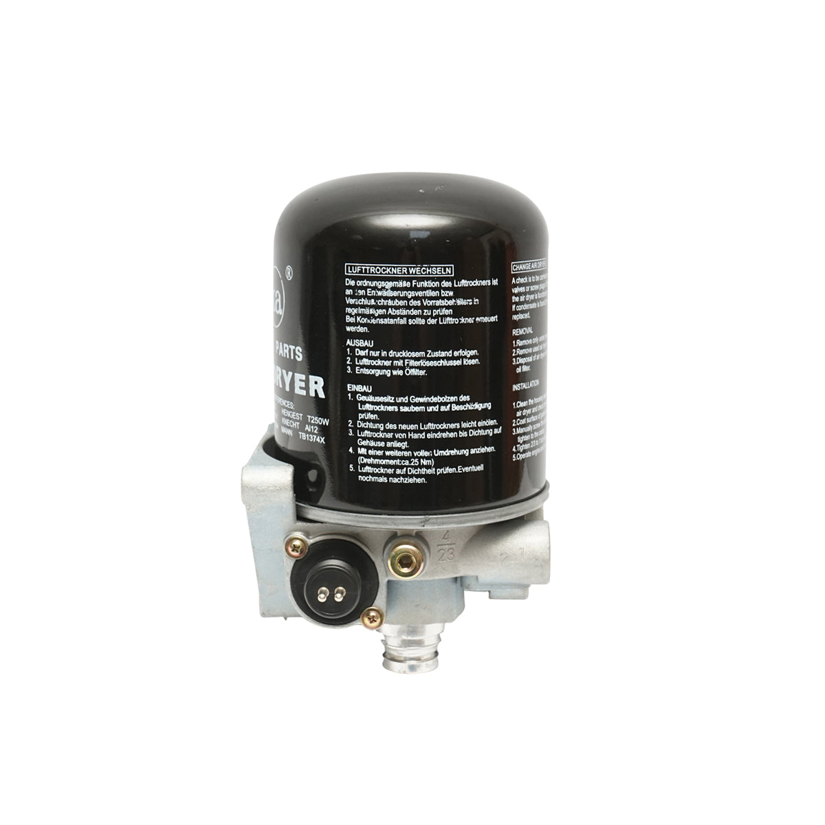 Essiccatore d’aria con filtro per sistema compressore, codici OEM 4324101110, 4324100202, 1487434901, LFP8654, T250W, AI12, TB1374X, Breckner Germany - immagine 8
