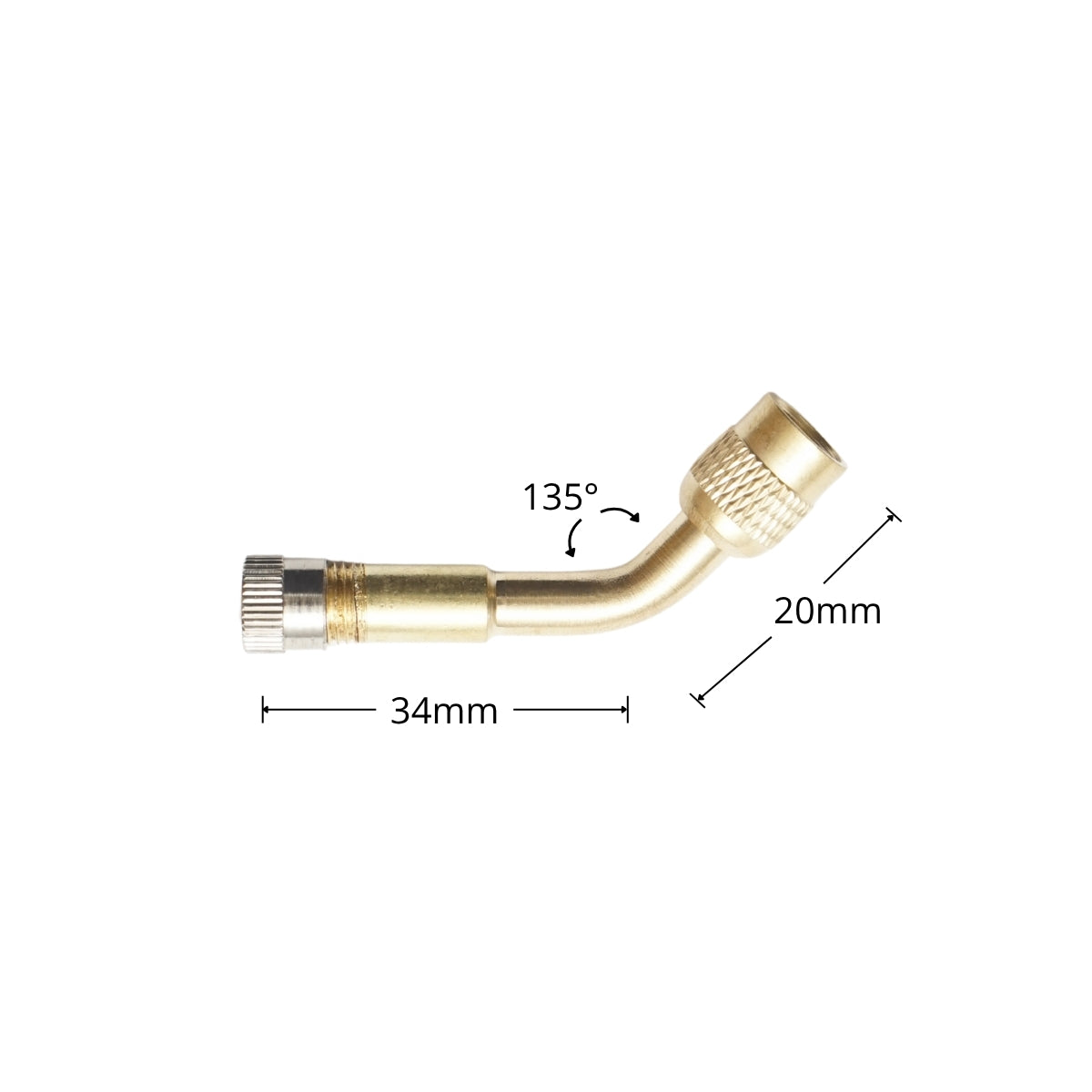 Estensione valvola ruota 135 gradi, lunghezza 34 mm