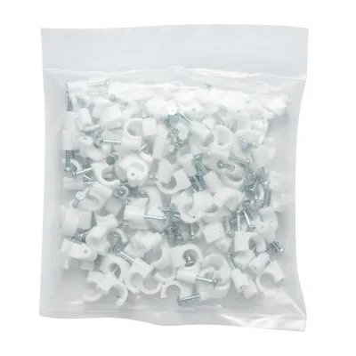 Fermaglio per chiodi in plastica da 6 mm per fissaggio cavi, 100 pezzi - immagine 4