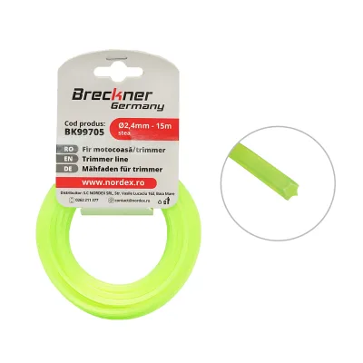 Filo a stella per decespugliatore, 2,4 mm x 15 m Breckner Germany