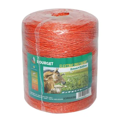 Filo arancione, diametro 2 mm, 3x0.15 mm SS, 500 m per recinzione elettrica, resistenza 15 Ohm, Bourget