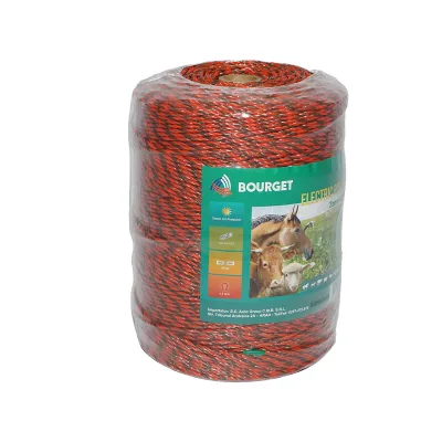 Filo arancione-nero, diametro 3 mm, 5x0.2 mm SS, 500 m per recinzione elettrica, resistenza 4.5 Ohm, Bourget - immagine 2