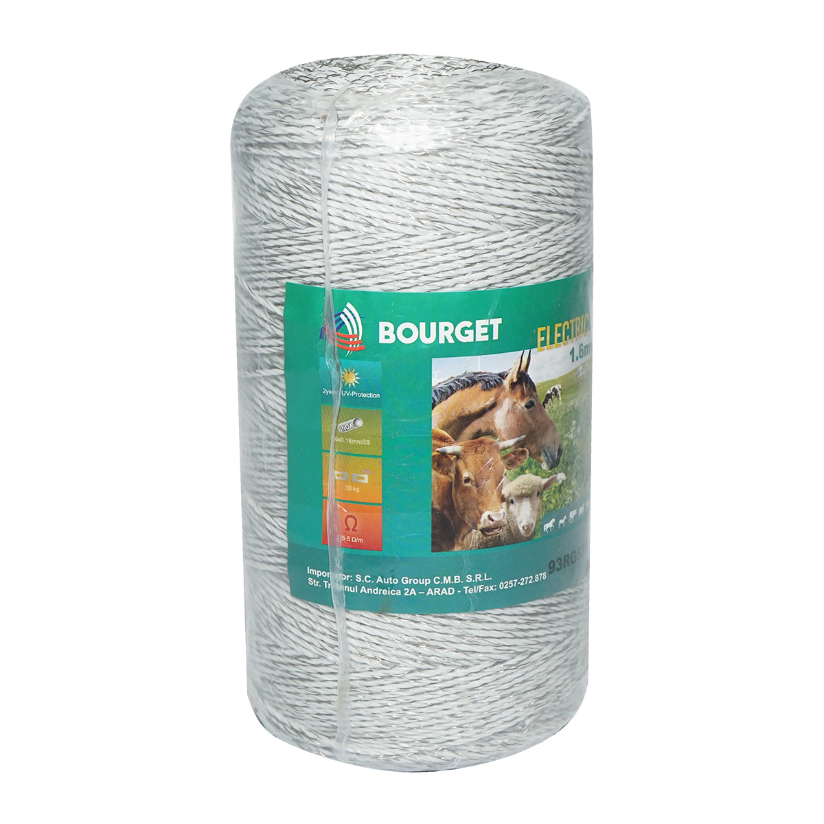 Filo bianco, diametro 1.6 mm, 6x0.16 mm SS, 400 m per recinzione elettrica, resistenza 5.5 Ohm, Bourget - immagine 2