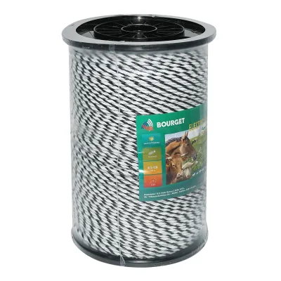 Filo bianco-nero, diametro 4 mm, 3x0.2 mm SS, 500 m per recinzione elettrica, resistenza 9 Ohm, Bourget - immagine 2