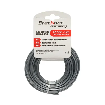 Filo per decespugliatore in nylon con inserto metallico 2.7mm X 15mt Filo tondo per decespugliatore Filo Breckner Germany - immagine 2