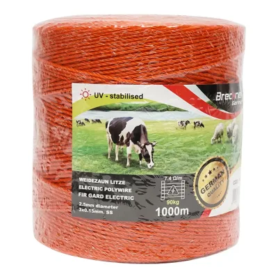 Filo per recinto elettrico, Lunghezza 1000 mt, Ø2,5mm. 3x0.15mm. SS , 7.4 Ohm/m, colore arancione, recinzioni elettriche Breckner Germany - immagine 3