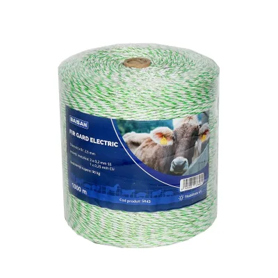 Filo per recinto elettrico, Lunghezza 1000 MT, Ø2.5mm 3x0.2mm SS 1x0.25mm Cu, recinzioni elettriche Baisan