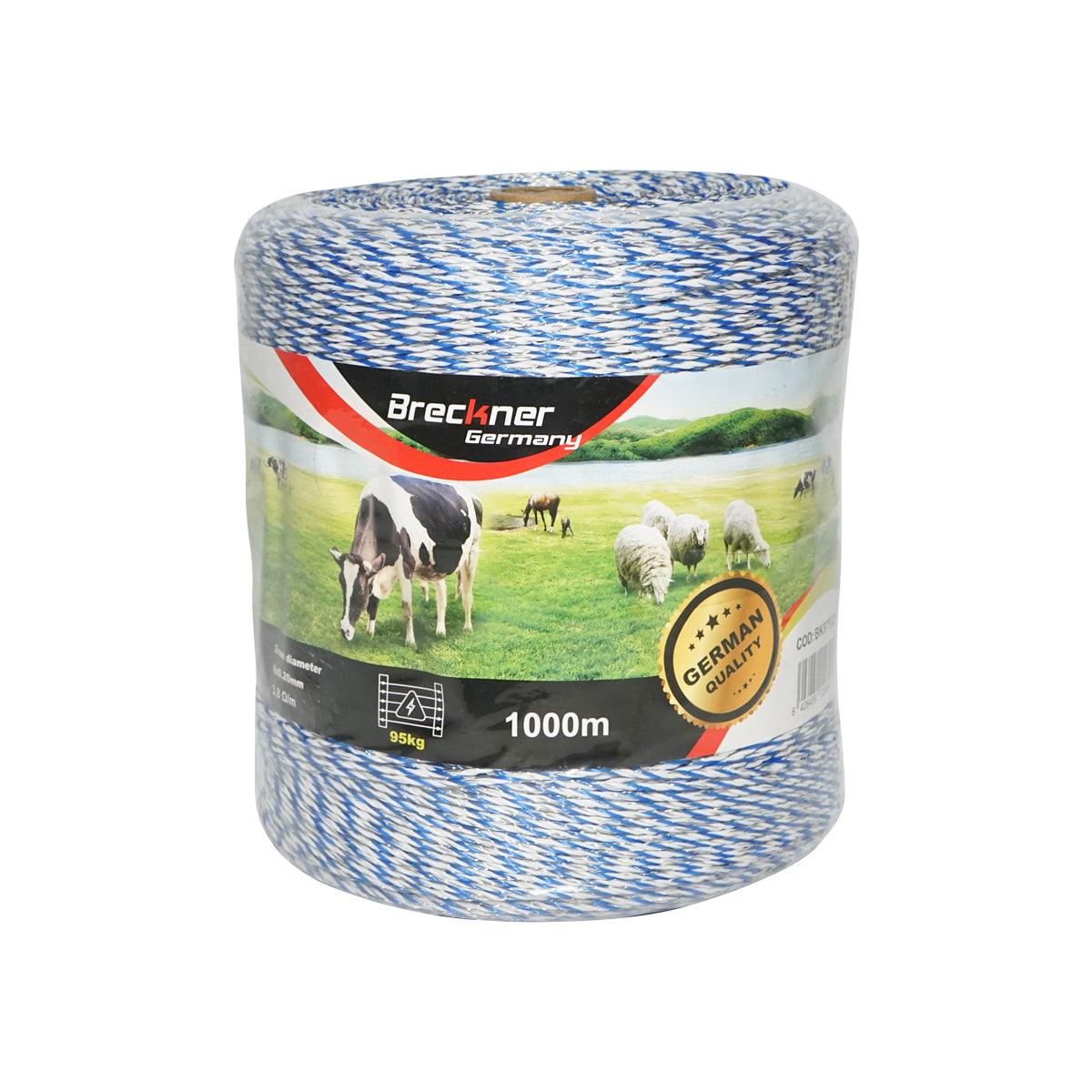 Filo per Recinto Elettrico, Lunghezza 1000 mt, Ø2mm. 6x0.2mm. SS, 3.8 Ohm/m, Colore Bianco/Blu, Recinzioni Elettriche Breckner Germany
