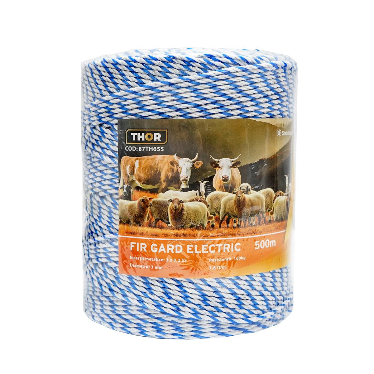 Filo per recinto elettrico, Lunghezza 500 mt, Ø 3mm. 3x0.2mm. SS, 7,8 Ohm/m, Colore Bianco/Blu, Recinzioni Elettriche Thor - immagine 2