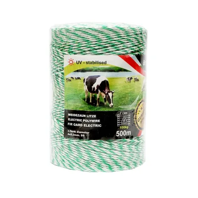 Filo per Recinto Elettrico, Lunghezza 500 mt, Ø2.5mm. 4x0.2mm. SS, 7 Ohm/m, colore Bianco/Verde, Recinzioni Elettriche Breckner Germany - immagine 2