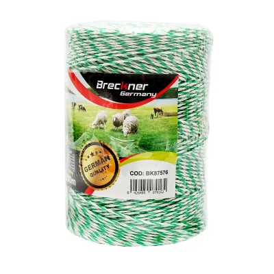 Filo per Recinto Elettrico, Lunghezza 500 mt, Ø2.5mm. 4x0.2mm. SS, 7 Ohm/m, colore Bianco/Verde, Recinzioni Elettriche Breckner Germany - immagine 4