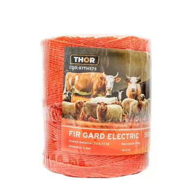 Filo per Recinto Elettrico, Lunghezza 500 mt, Ø2mm. 3x0.15mm. SS, 16 Ohm/m, colore arancione, Recinzioni Elettriche Thor - immagine 2