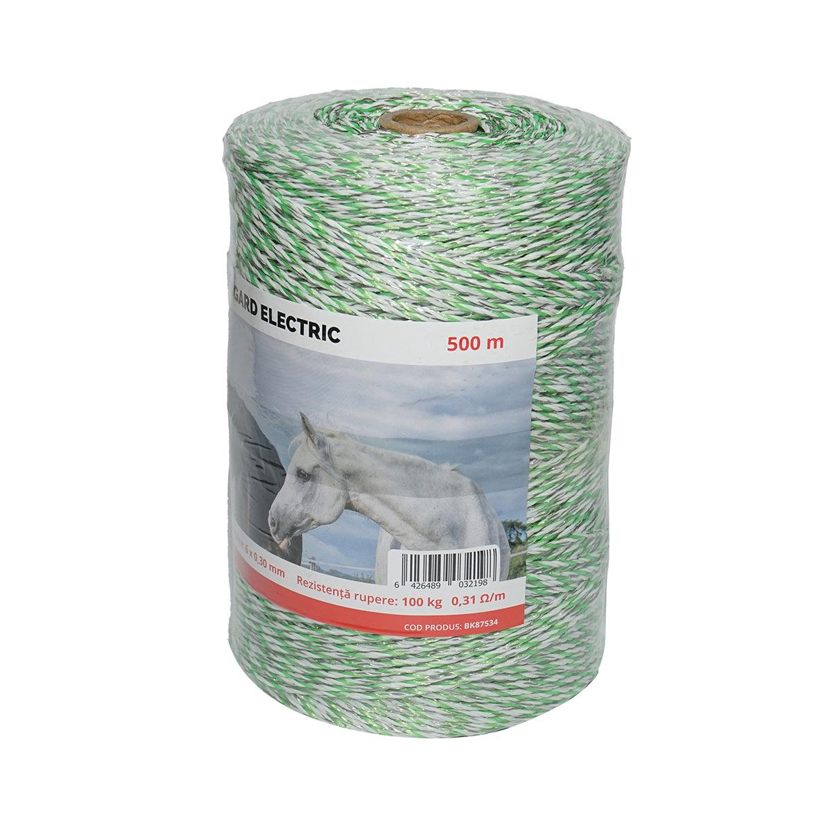 Filo per Recinto Elettrico, Lunghezza 500 mt, Ø3mm. 6x0.3mm. SS, 0.31 Ohm/m, colore Bianco/Verde, Recinzioni Elettriche Baisan - immagine 2