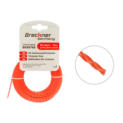 Filo quadrato ritorto per decespugliatore 2,4mmx15m Breckner Germany