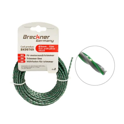 Filo quadrato ritorto per decespugliatore 3mmx15m Breckner Germany