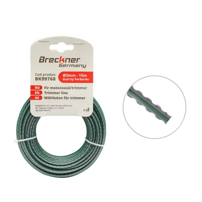 Filo seghettato grigio per decespugliatore 3mmx15m Breckner Germany