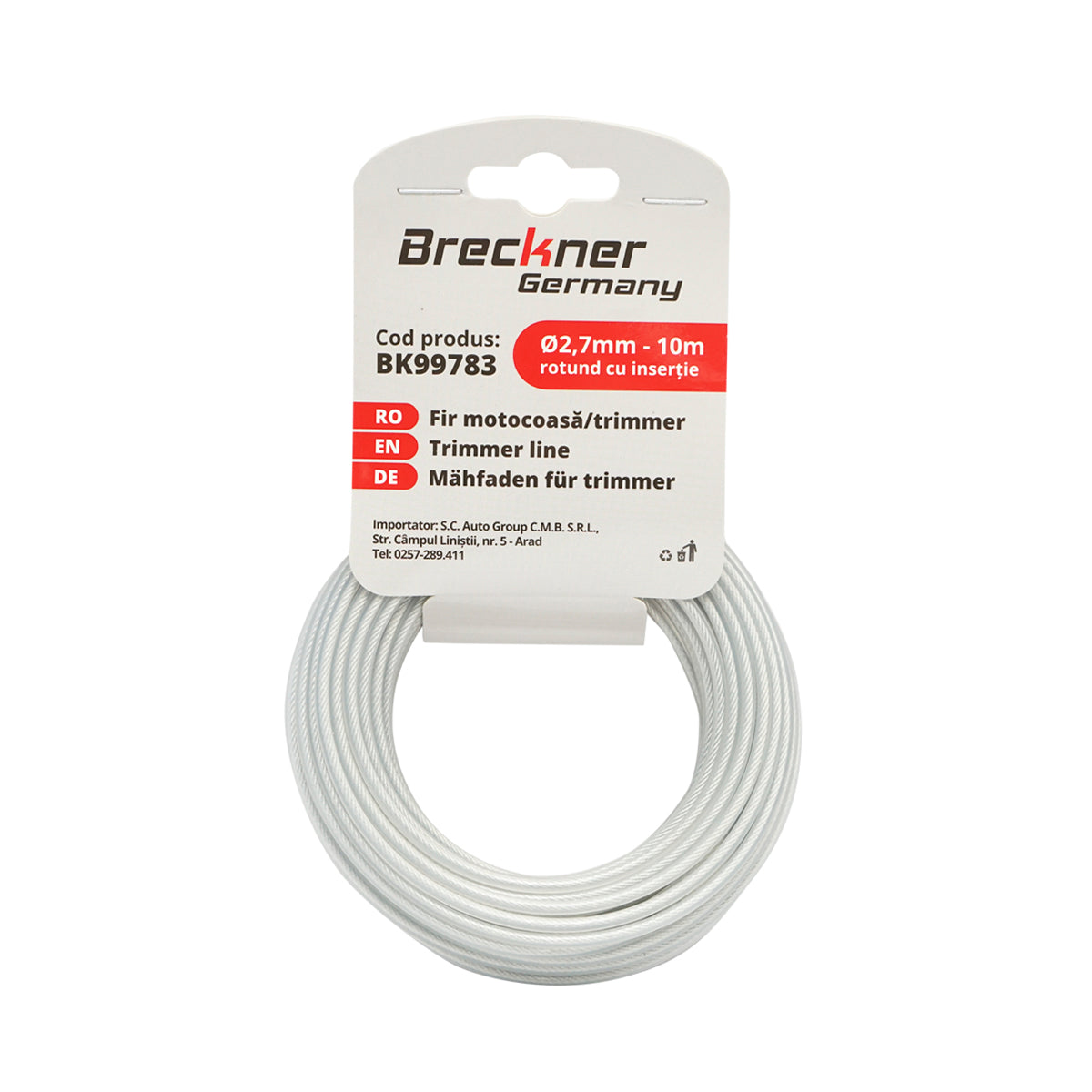 Filo tondo con inserto metallico per decespugliatore 2,7mmx10m Breckner Germany - immagine 2