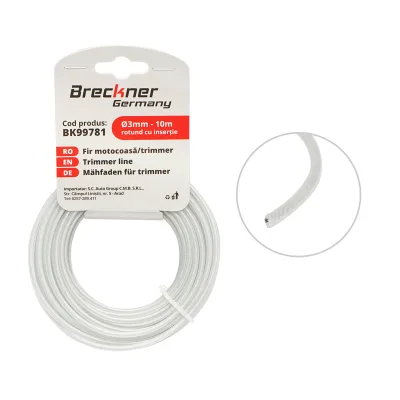Filo tondo con inserto metallico per decespugliatore 3mmx10m Breckner Germany
