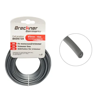 Filo tondo con inserto metallico per decespugliatore 3mmx15m Breckner Germany