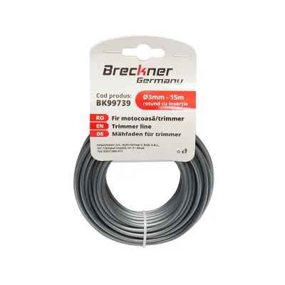 Filo tondo con inserto metallico per decespugliatore 3mmx15m Breckner Germany - immagine 2