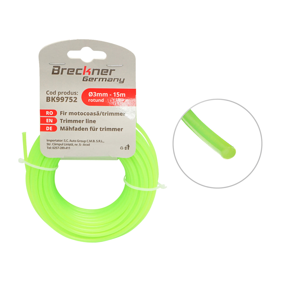 Filo tondo per decespugliatore, 3 mm x 15 m Breckner Germany