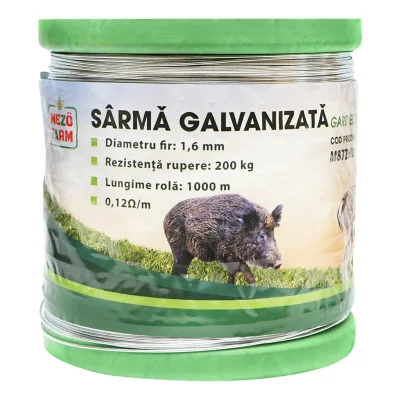Filo zincato per recinzione elettrica, diametro 1.6 mm, lunghezza 1000 m, Mezofarm.