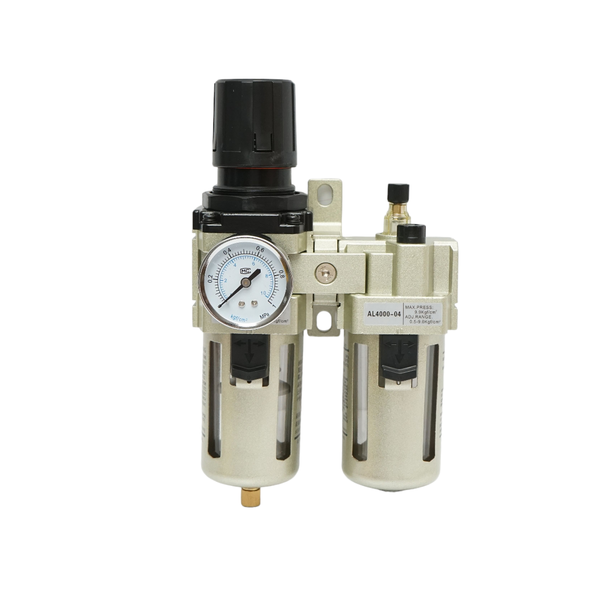Filtro aria e lubrificatore con regolatore di pressione max. 1 MPa, attacco 1/2