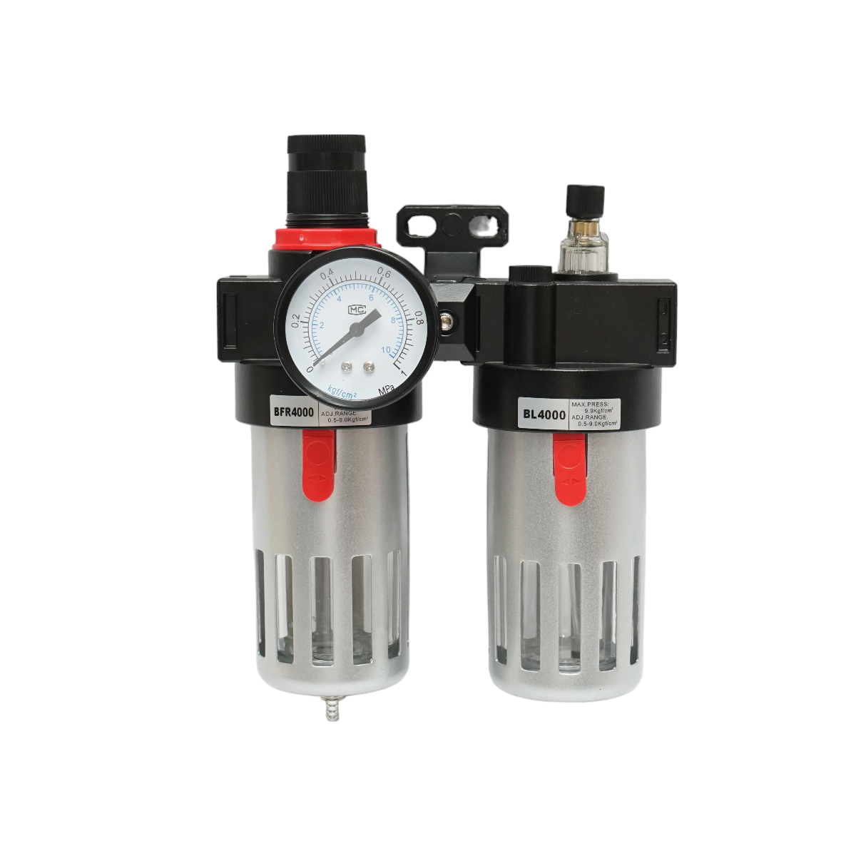 Filtro aria e lubrificatore con regolatore di pressione max. 1 MPa, attacco 1/2