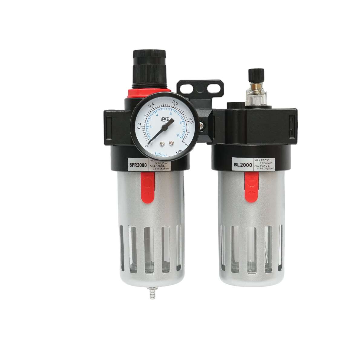 Filtro aria e lubrificatore con regolatore di pressione max. 1 MPa, attacco 1/4